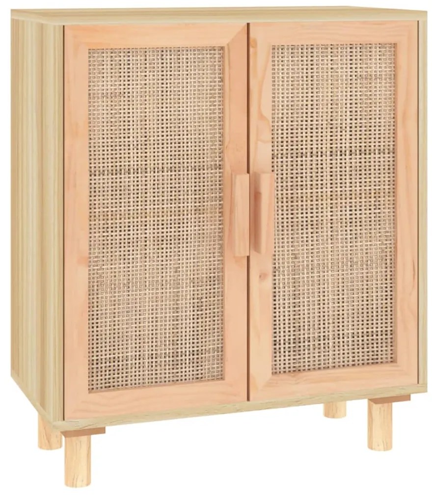 Credenza marrone 60x30x70cm legno massello pino rattan naturale