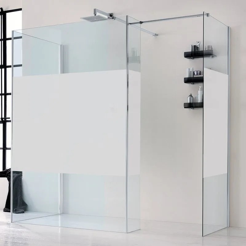 Box doccia walk-in Wens, vetro serigrafato 6 mm, H 200 cm, profilo cromo