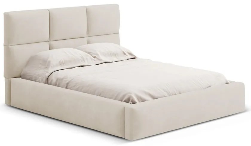 Letto matrimoniale imbottito beige con contenitore con rete inclusa 140x200 cm Libera – Windsor &amp; Co Sofas