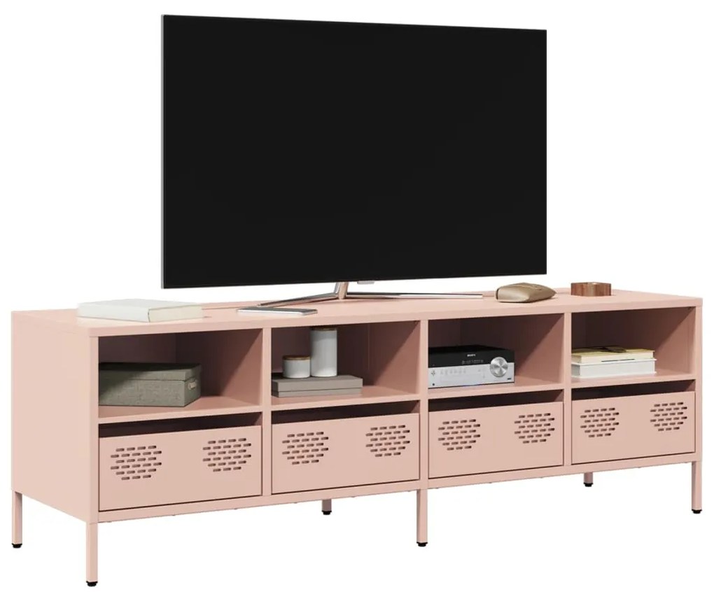Mobile Tv Rosa 135x39x43,5 Cm İn Acciaio Laminato A Freddo /