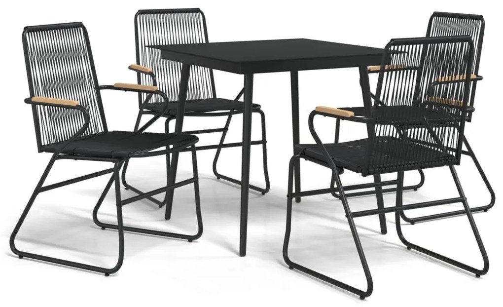 Set da pranzo da giardino 5 pz nero in rattan pvc