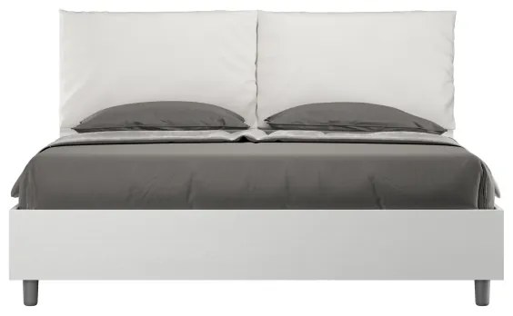 Letto matrimoniale contenitore 160x190 bianco frassino cuscini similpelle bianco Egos Antea