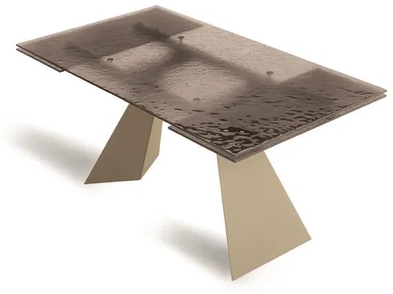 Tavolo allungabile 240 cm WATERS base in metallo Beige e piano in vetro Bronzo