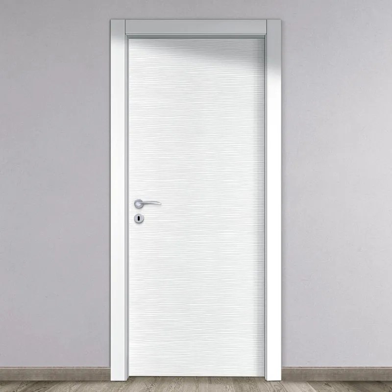 Porta interna a battente Louvre in MDF verniciato colore bianco, L 80 x H 210 cm, apertura a destra