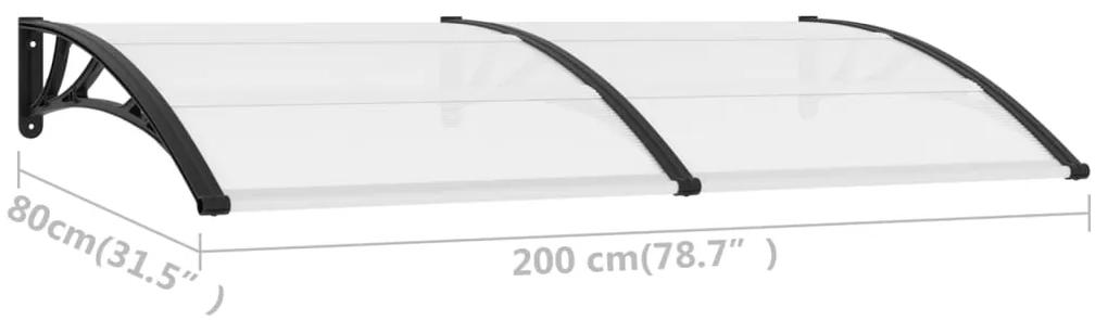 Pensilina per Porta Nera e Trasparente 200x75 cm in PC