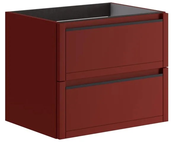 Mobile da bagno sospeso sotto lavabo L 59.5 x H 50 x P 45.5 cm rosso opaco, 2 cassetti TRATTO