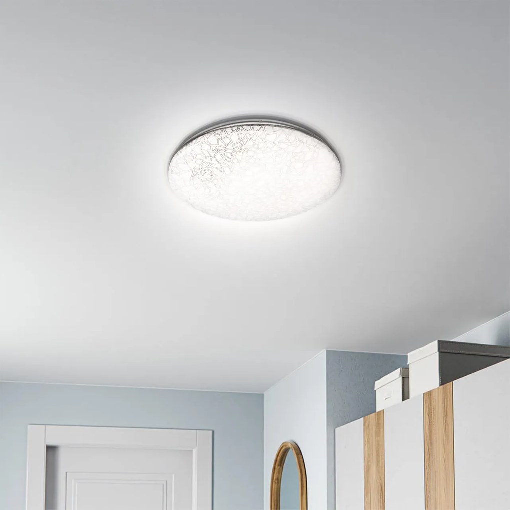 Plafoniera LED Rotonda 24W Ø370mm con Motivo Geometrico IP20 - Bianca