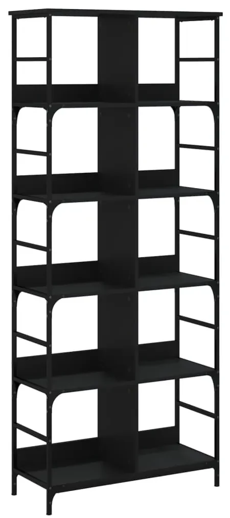 Libreria nera 78,5x33x188,5 cm in legno multistrato