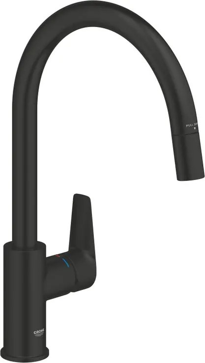 Rubinetto da cucina con doccetta 45° StartEdge nero opaco GROHE