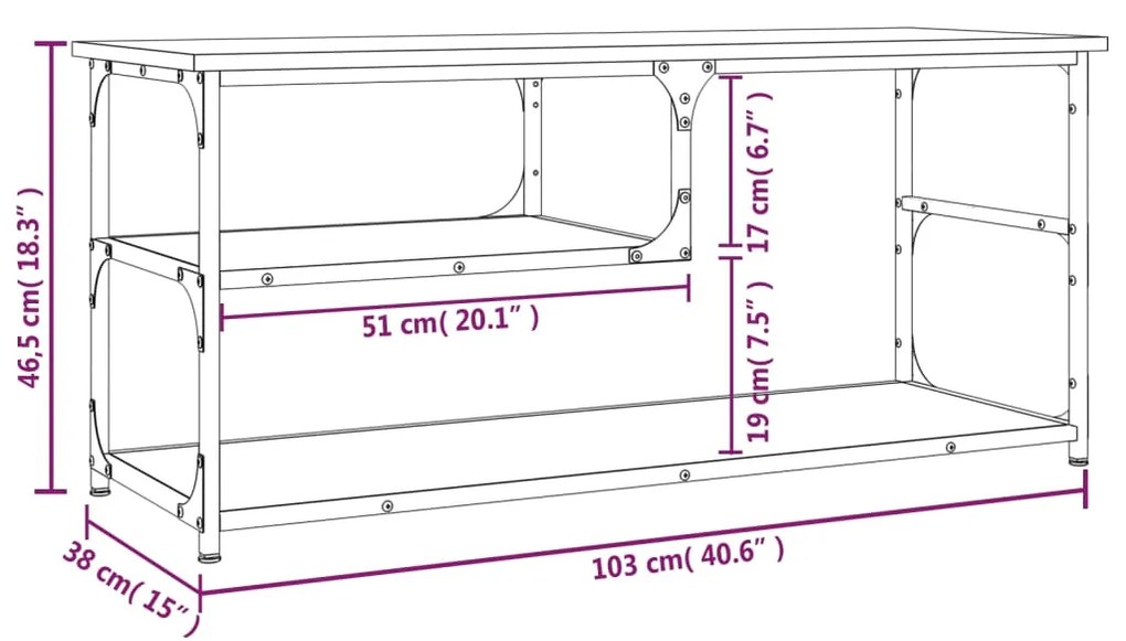 Mobile TV Grigio Sonoma 103x38x46,5cm Legno Multistrato Acciaio