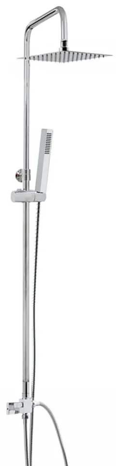 Colonna doccia regolabile in acciaio con deviatore integrato doccetta monogetto e soffione quadrato ultraslim 25X25 cm