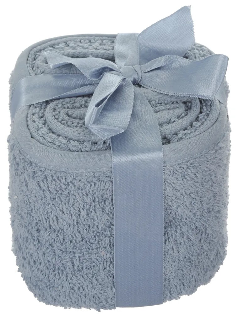 Set 4 lavette asciugamani cotone blu 30x30 cm Pop Corn
