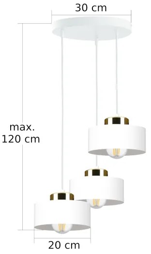 Lampadario a sospensione con cavo IGNIA 3xE27/60W/230V bianco/oro