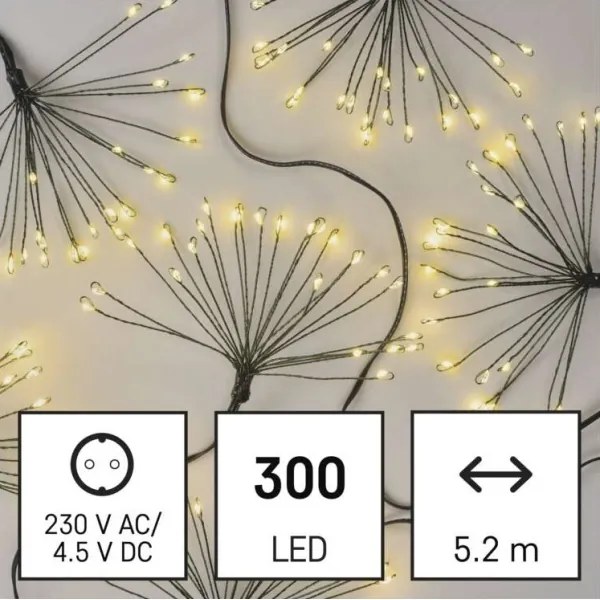 Catena luminosa di Natale 300 LED 5,2+3 m bianco caldo
