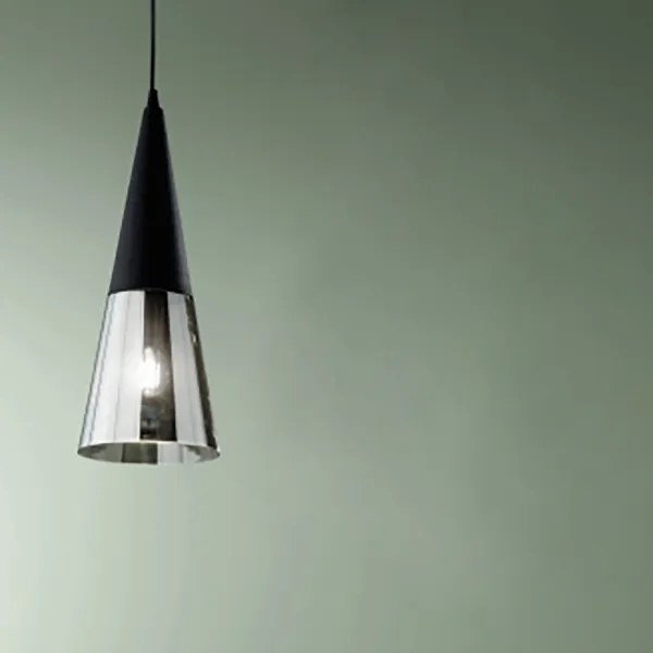 Lampada a sospensione TRENTO 15 cm con diffusore in vetro soffiato Nero