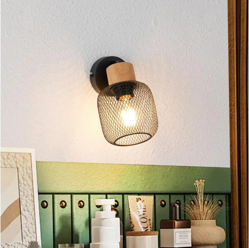 Brilagi - Lampada da parete a spot BASKLITE 1xE27/15W/230V legno/nero