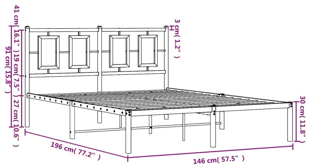 Giroletto con Testiera in Metallo Nero 140x190 cm