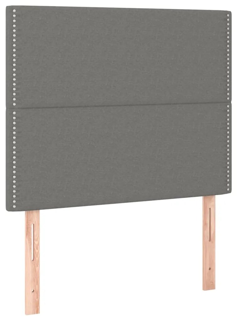 Letto a Molle Materasso e LED Grigio Scuro 90x190 cm in Tessuto