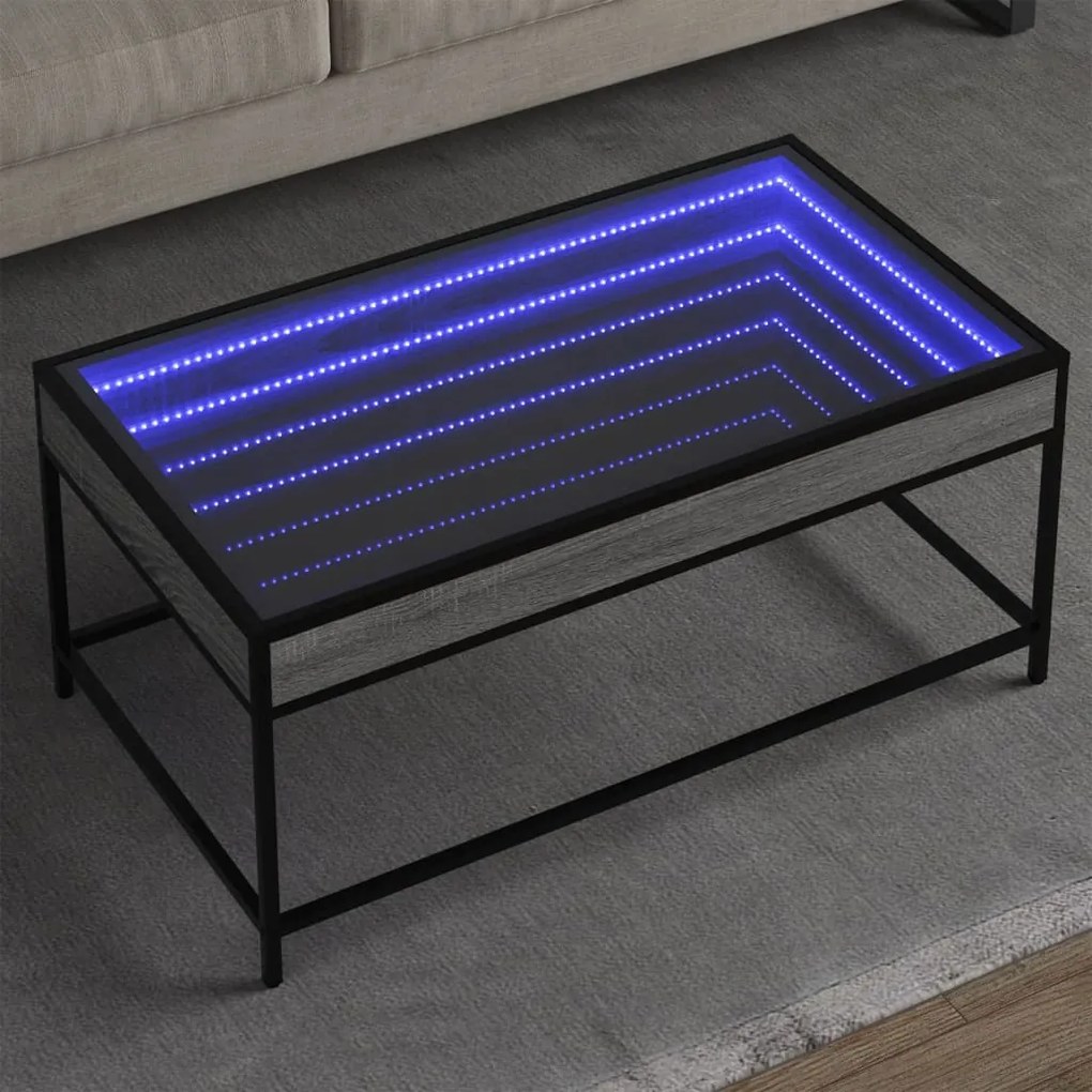 Tavolino Da Salotto Con Led Infinity Grigio Sonoma 90x50x41 Cm /