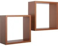 Set 2 Mensole Cubo da Parete Quadrato in Fibra di Legno Q-Bis Ciliegio