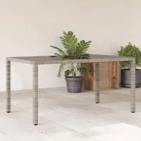 Tavolo da Giardino Piano in Vetro Grigio 150x90x75cm Polyrattan 365591