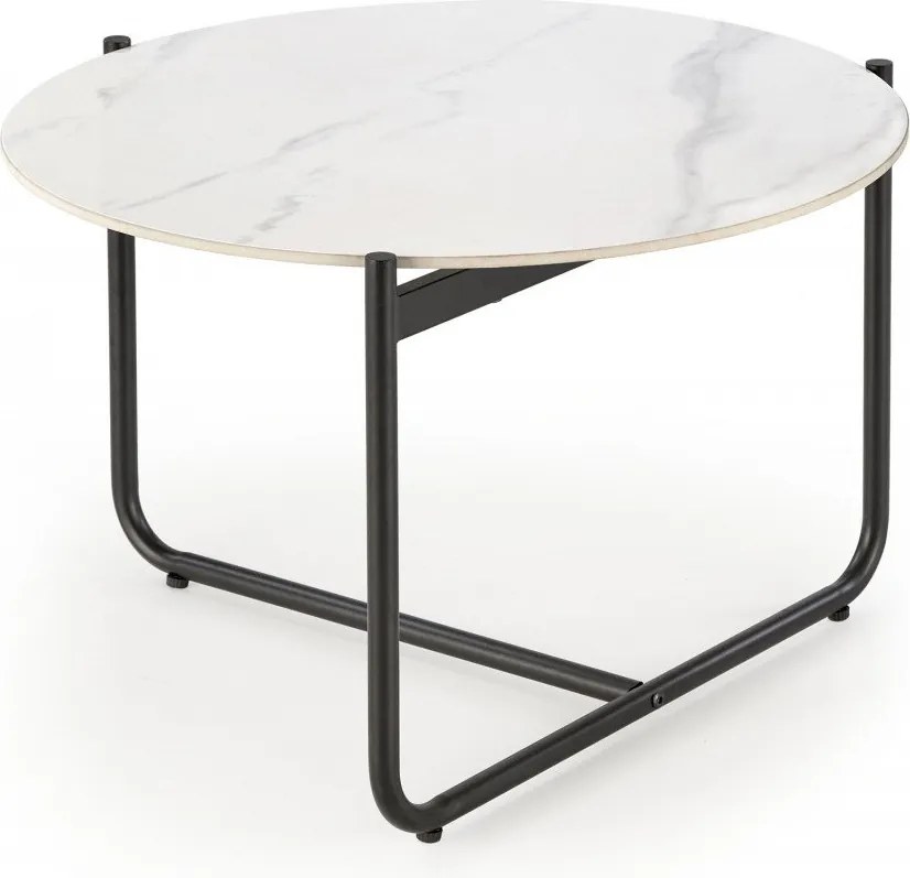 Tavolino da caffè Acuna effetto marmo bianco/nero - ø60/h40 cm