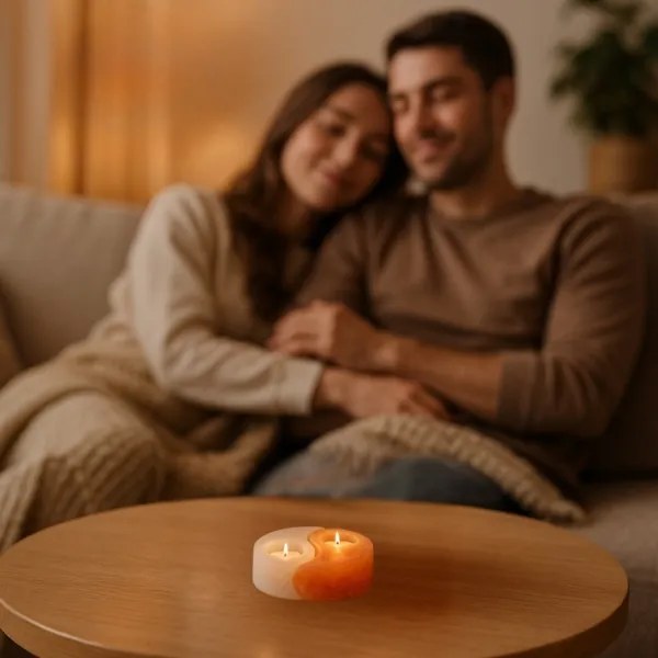 Rabalux 76035 - Lampada di sale - portacandela SOLUNA arancione/bianco