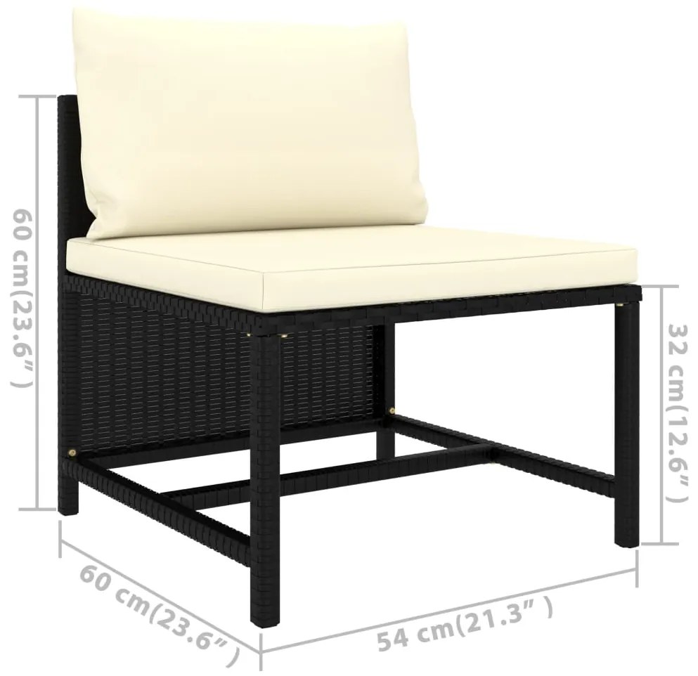 Set Divani da Giardino 7 pz con Cuscini in Polyrattan Nero