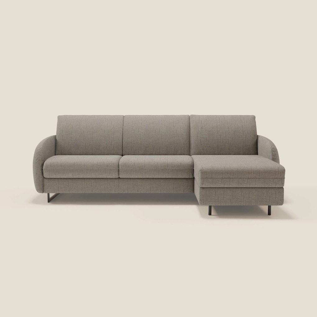 Ninfea Divano Letto Angolare con Penisola Contenitore e Materasso H18 cm - piedini in metallo e Tessuto impermeabile T03
