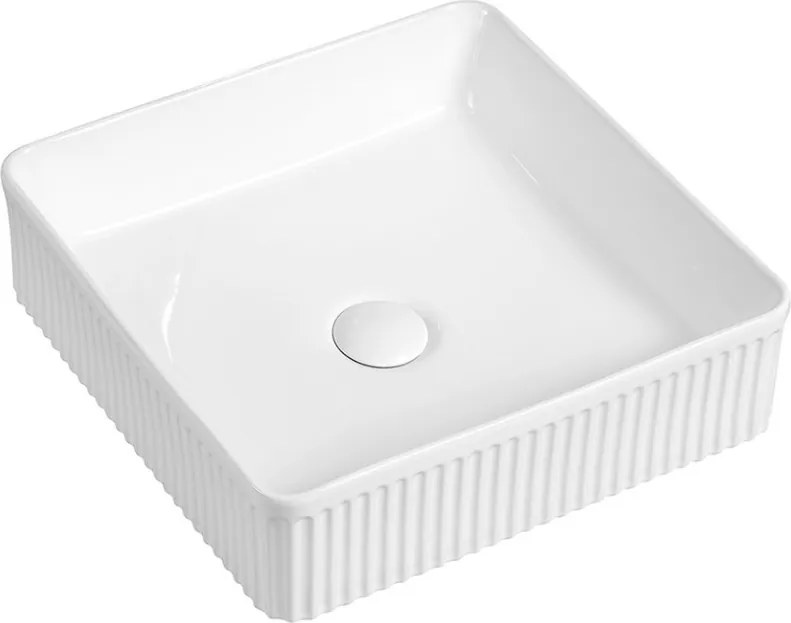 Mexen Grovo lavabo da appoggio scanalato 41 x 41 cm, bianco - 22304100