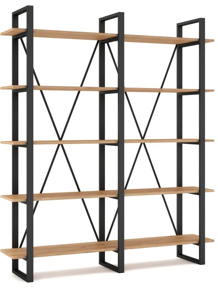 Scaffale in rovere nero/naturale 150x180 cm Aviva - Marckeric