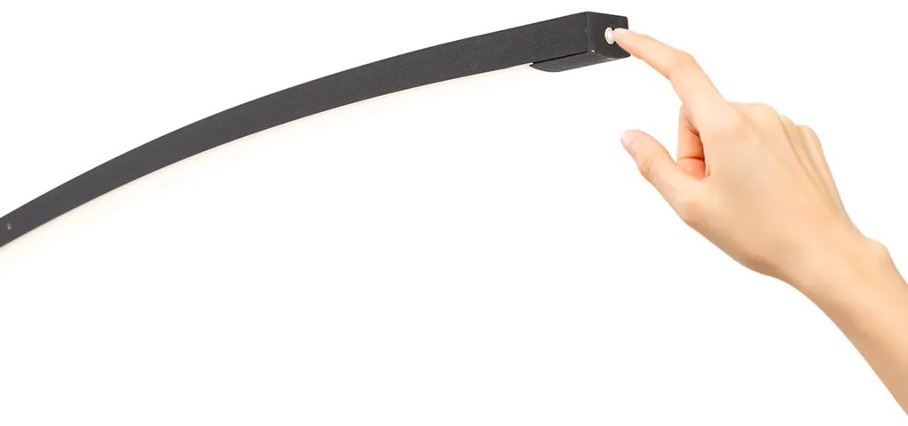 Lampada ad arco moderna nera con LED e dimmer touch - Arlow