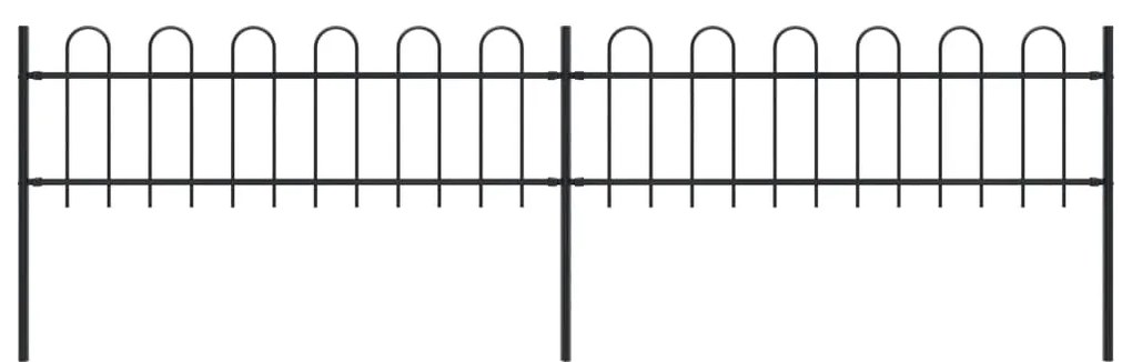 Recinzione Giardino Con Punta Tonda İn Acciaio 3,4x0,6m Nera /