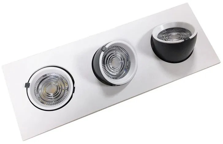 Set da 3 pezzi, faretto da incasso con fonte luminosa orientabile Modulo LED 0TBEXB-S3X12W bianco Luce bianco naturale