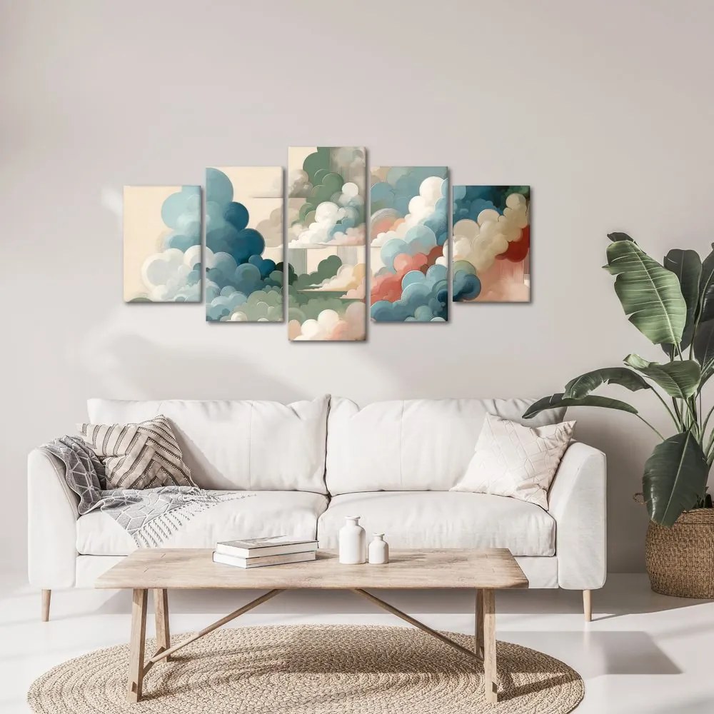 Quadri 5 pezzi – Nuvole colorate in sogno astratto