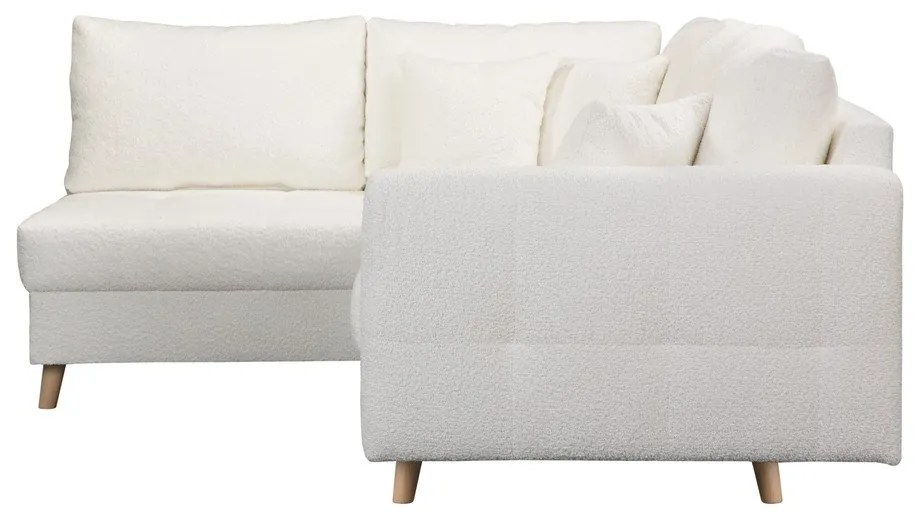 Divano angolare bianco in tessuto bouclé (angolo sinistro) Ariella - Ropez