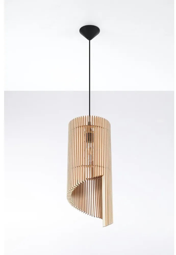 Lampadario nero/di colore naturale con paralume in legno ø 21 cm Limpezia – Sollux