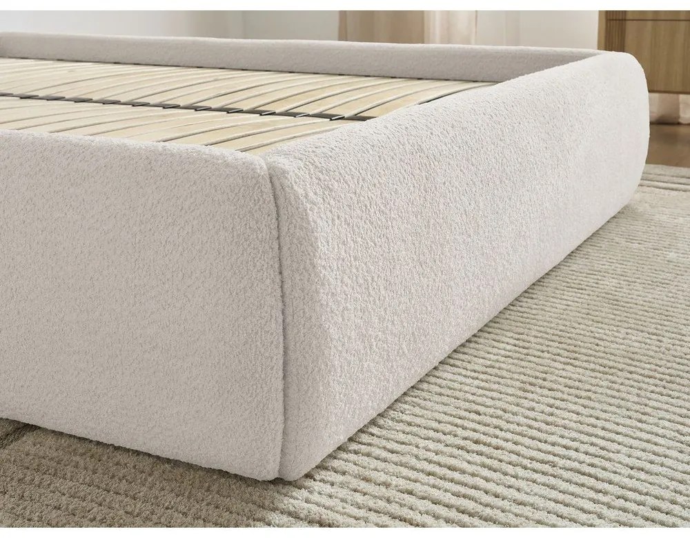 Letto matrimoniale imbottito bianco con contenitore/senza testiera con rete inclusa 180x200 cm Inera – Bobochic Paris