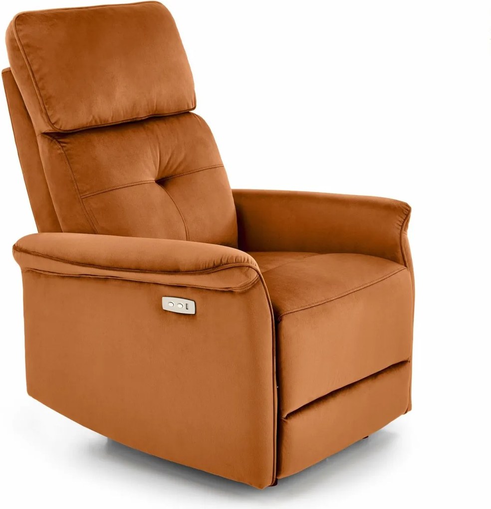 Poltrona reclinabile Semir in velluto cannella - H108 cm