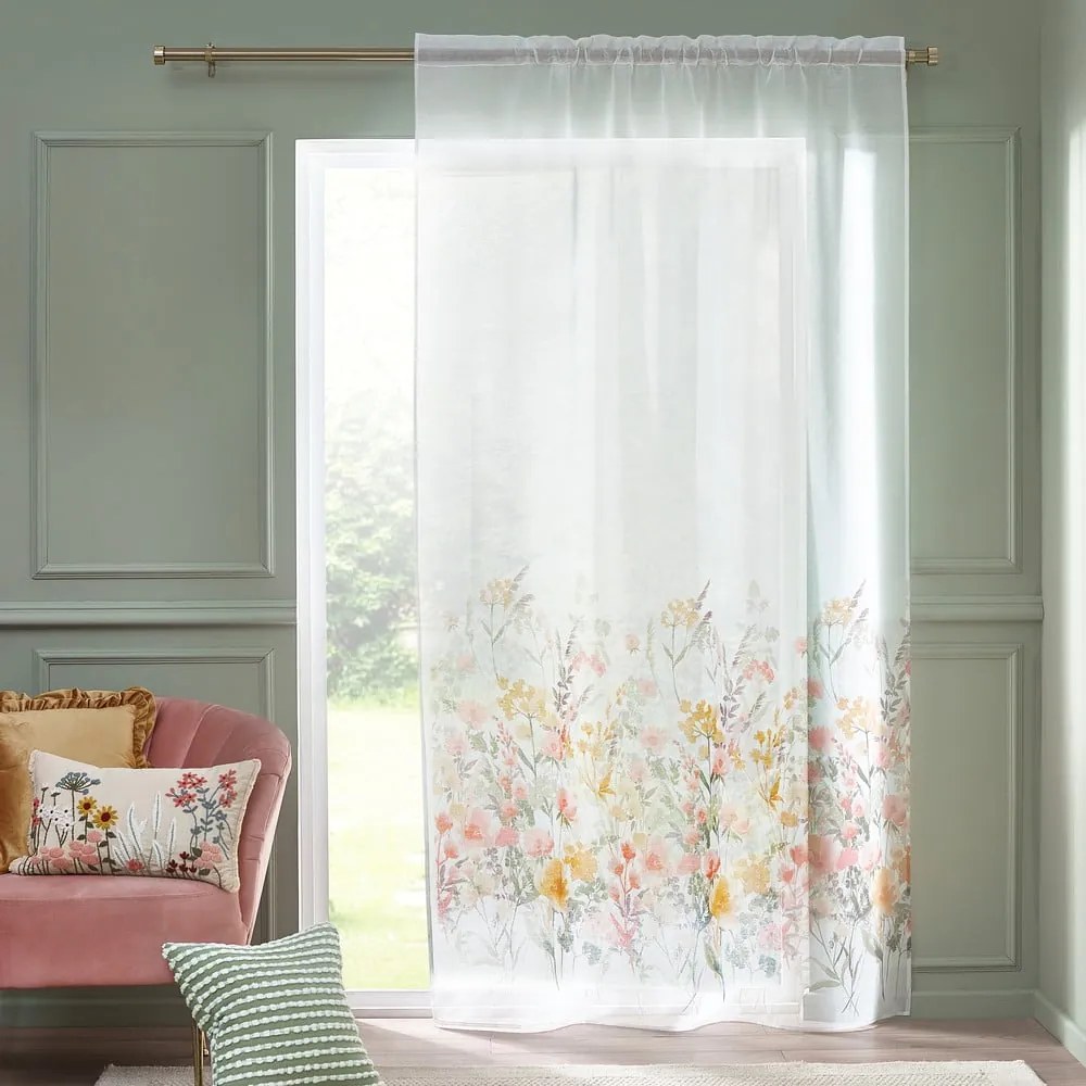 Tenda sottile bianca in voile 140x229 cm Countryside Floral – Catherine Lansfield