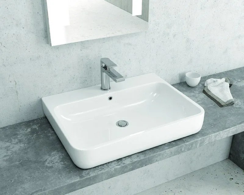 Lavabo semi incasso rettangolare bianco | Litos-460 - KAMALU