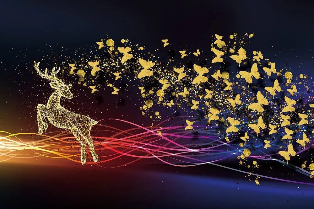 Carta da parati – Cervo splendido con farfalle