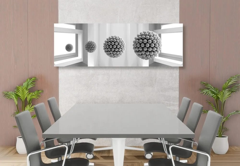 Quadro su tela – Sfere in bianco e nero nello spazio