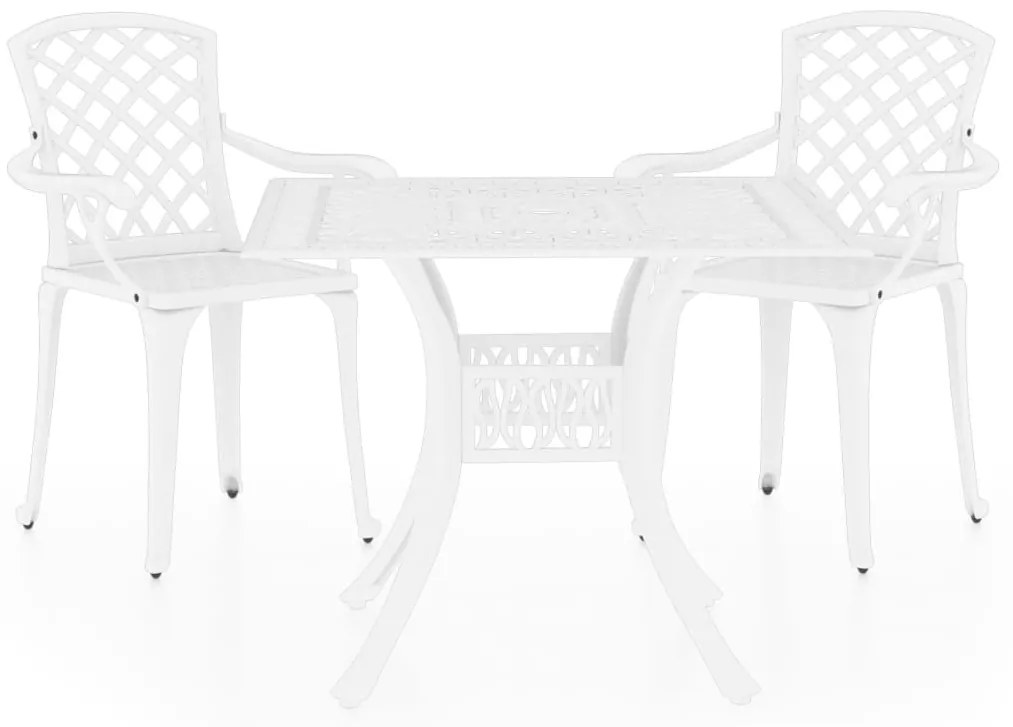 Set da bistrot 3 pz in alluminio pressofuso bianco