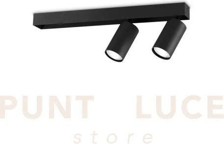 Profilo applique a parete nero 2 luci attacco gu10 45cm diffusori o...