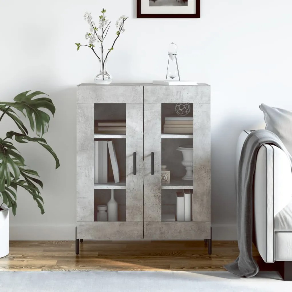 Credenza grigio cemento 69,5x34x90 cm in legno multistrato