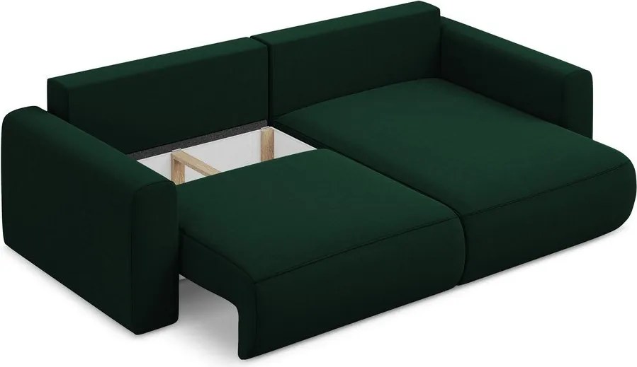 Divano angolare verde allungabile/con contenitore (con penisola a destra/con chaise lounge) con rivestimento in velluto Kapua – Makamii