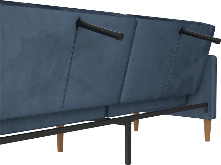 Divano letto in velluto blu 207 cm Lilly - Støraa