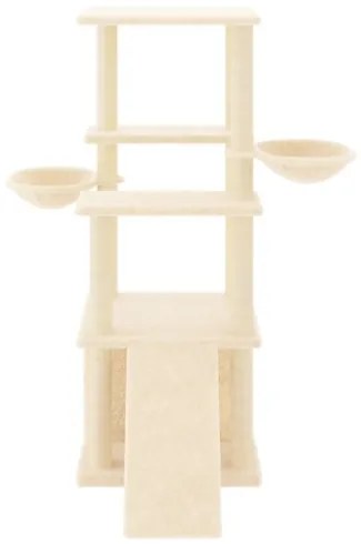 Albero per Gatti con Tiragraffi in Sisal Crema 133 cm