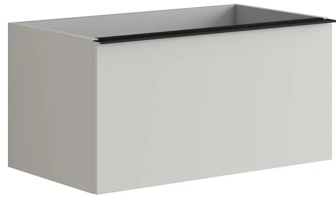 Mobile da bagno sospeso sotto lavabo L 80 x H 40 x P 45.5 cm grigio laccato opaco, 2 cassetti Pixel